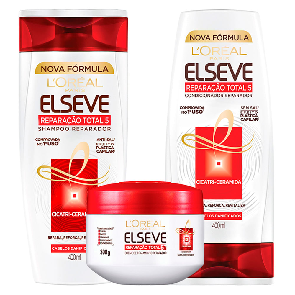 Kit Shampoo + Condicionador + Tratamento L'Oréal Paris Elseve Reparação Total 5+ — Kit