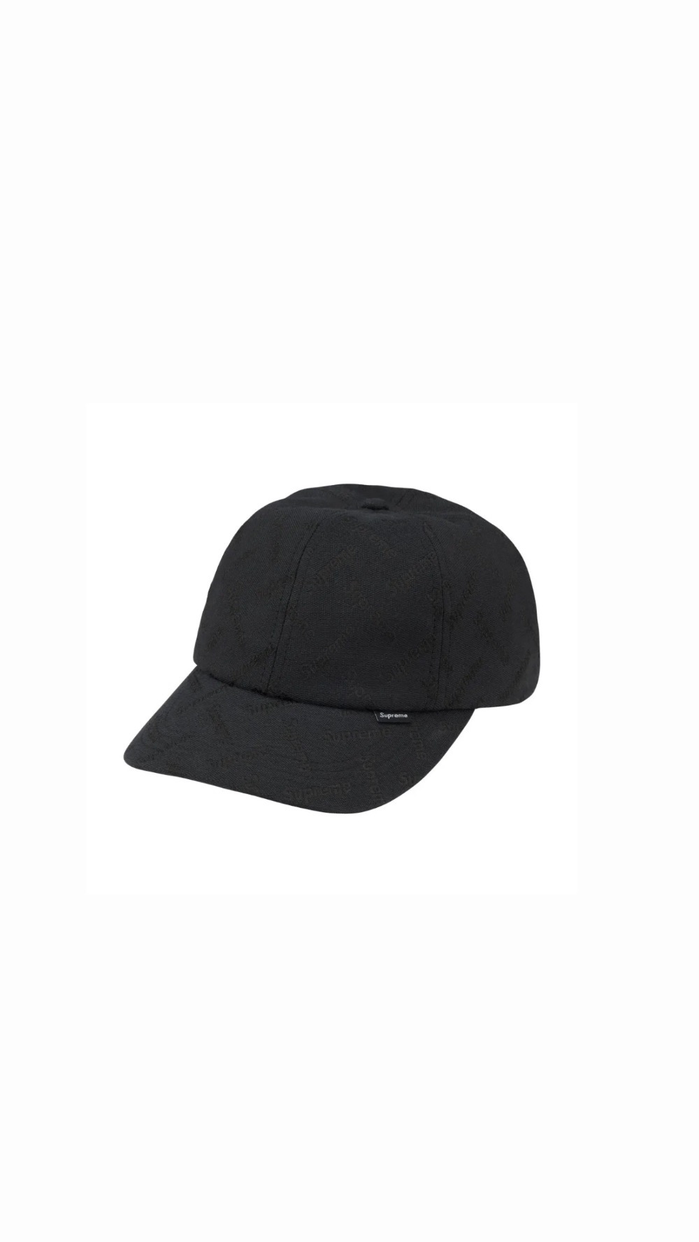 Boné Supreme Monogram Jacquard 6-Panel Black FW26-W5 — Único, Novo