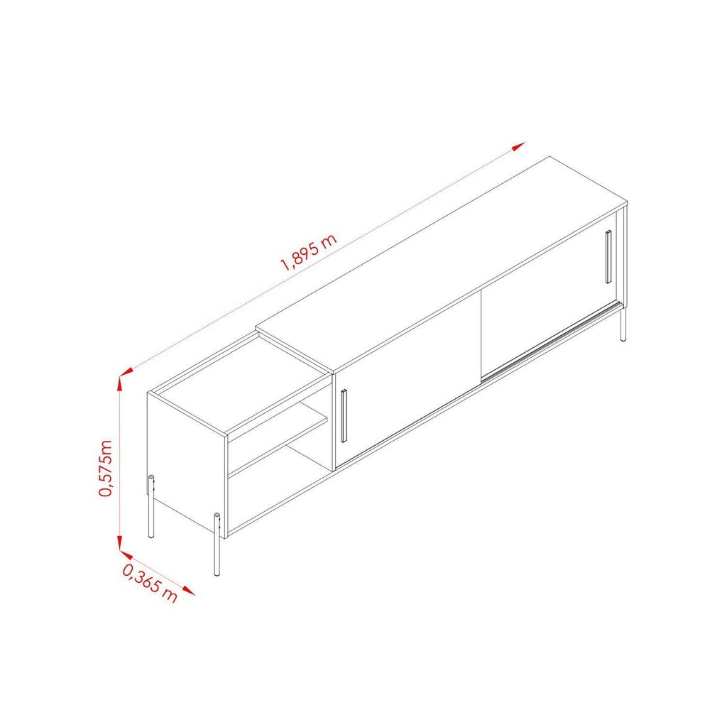 Foto 2 de Rack para TV até 60 Polegadas Bandeja Integrada 2 Portas Pés em Dourado 189,5cm Maré Branco Cinamomo/Off White