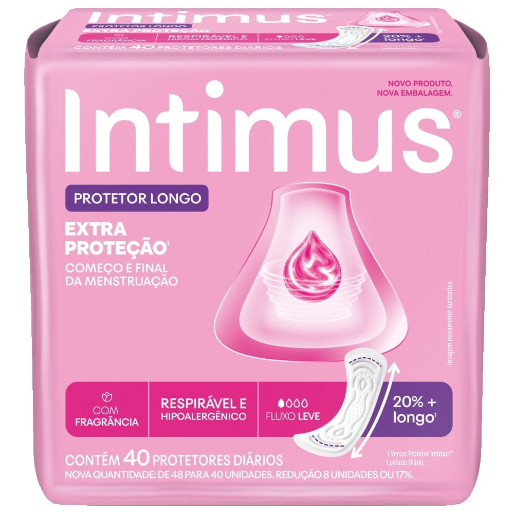 Protetor Diário Intimus Longo Extra Proteção 40 Unidades