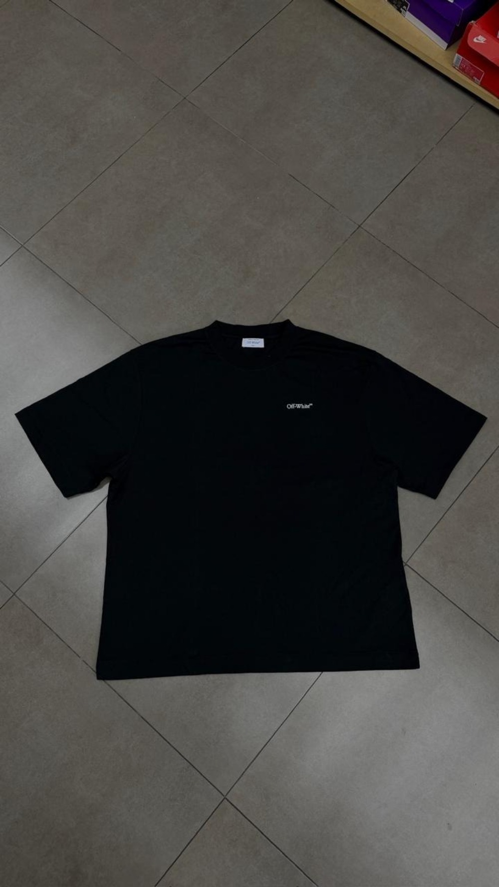 Camiseta Off-White Printed Cotton Jersey Black — XG, Novo