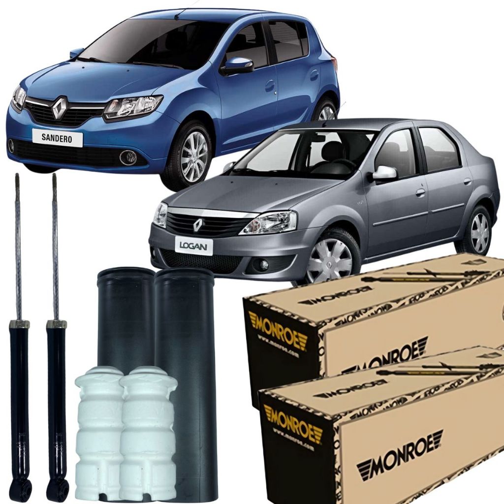 Kit Amortecedor Coifa Batente Traseiro Sandero 2007 Á 2014