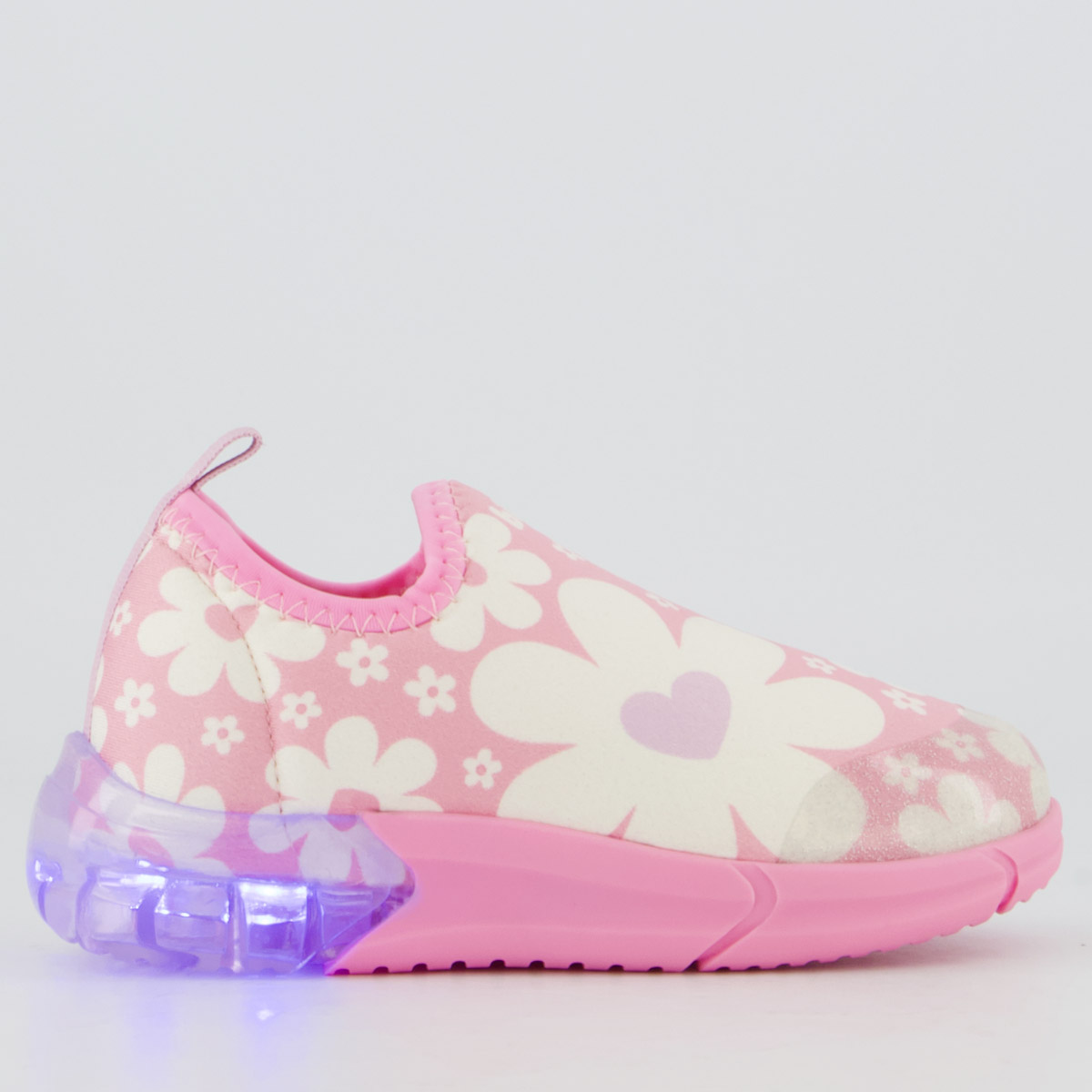 Tênis Bibi Space Floral Infantil Rosa com Luzes