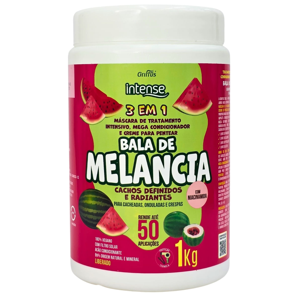 Tratamento Capilar 3 em 1 Bala de Melancia Cachos Definidos e Radiantes Intense Griffus 1Kg