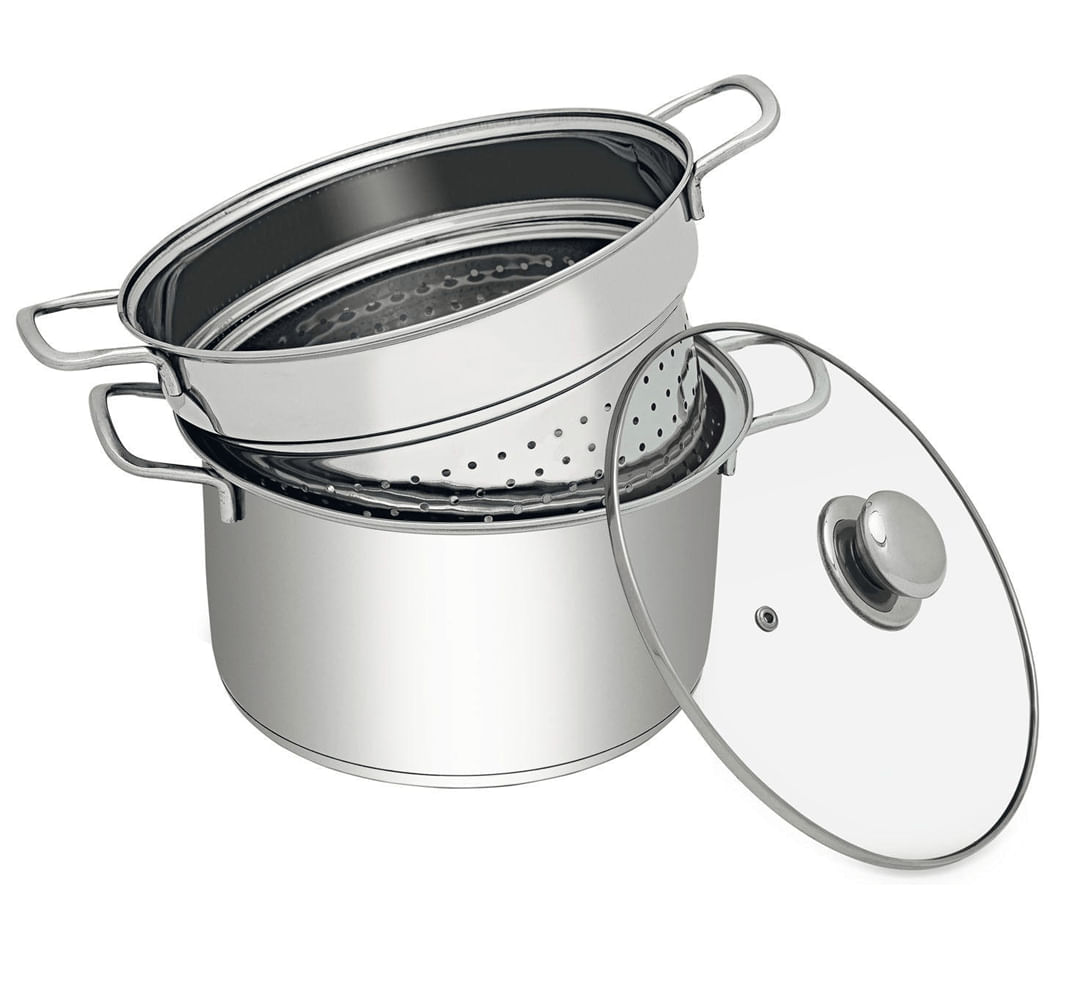 Espagueteira Inox Com Cesto 4.4Lt Fundo Triplo 24Cm - Mundial