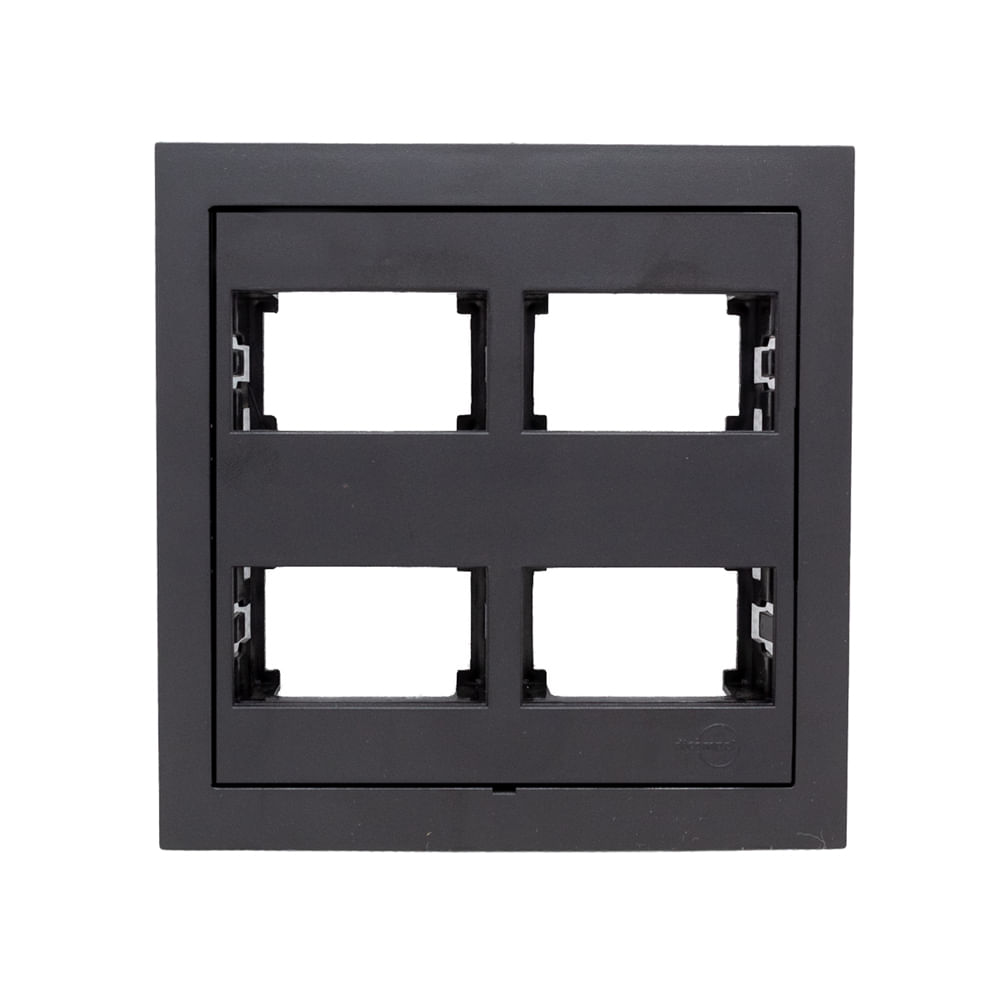 Placa 4X4 4 Módulos Com Suporte Preto Fosco Ekron Dicompel
