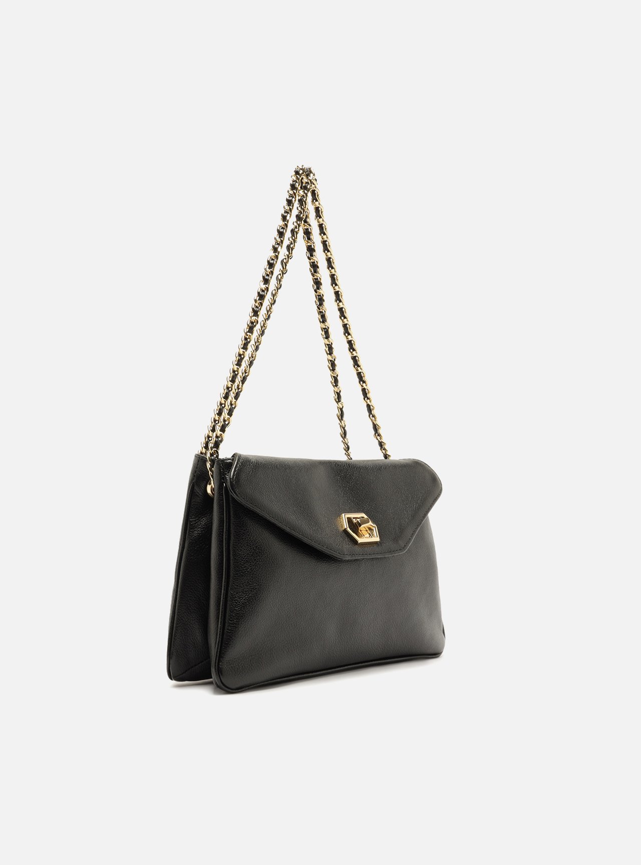 Foto 5 de Bolsa Tote Preta Couro Média Metais