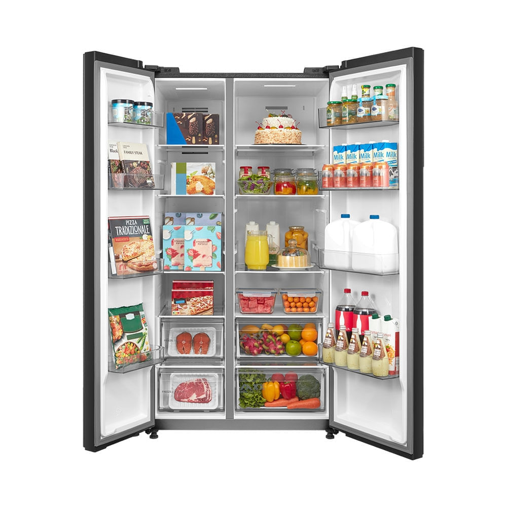 Foto 3 de Geladeira Side by Side 700L Space Master cor Black Inox Midea Bivolt