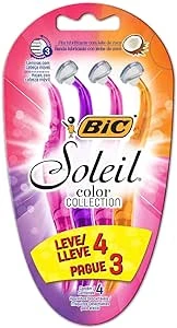 Bic Aparelho De Depilar Soleil Rosa Roxo E Laranja Leve 4 Pague 3 - 930183 - Dupla Fita Lubrificante Com Leite De Coco