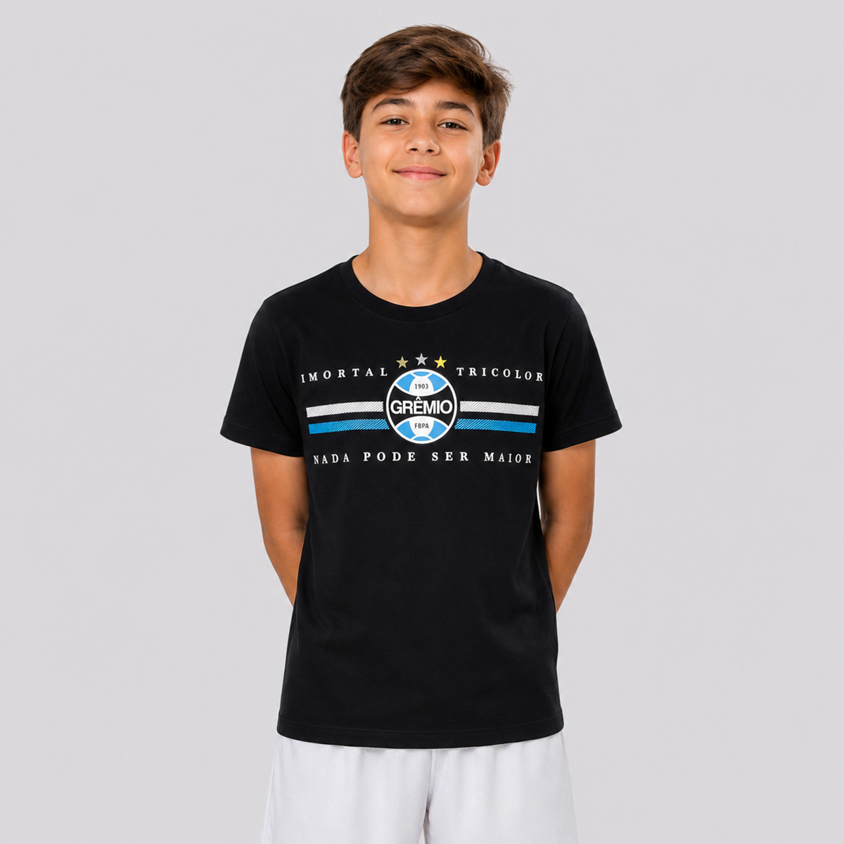 Camisa Grêmio Classic Juvenil Preta e Azul