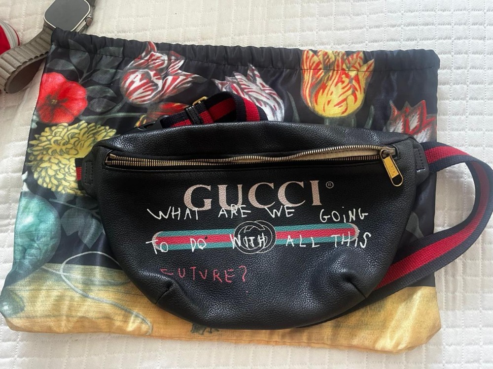 Coco Capitán x Gucci Pochete Logo Belt Bag Vintage Black — Único, Usado