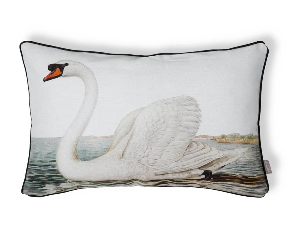 Capa de Almofada Retangular EstampadaCordonê Cisne Branco Branco