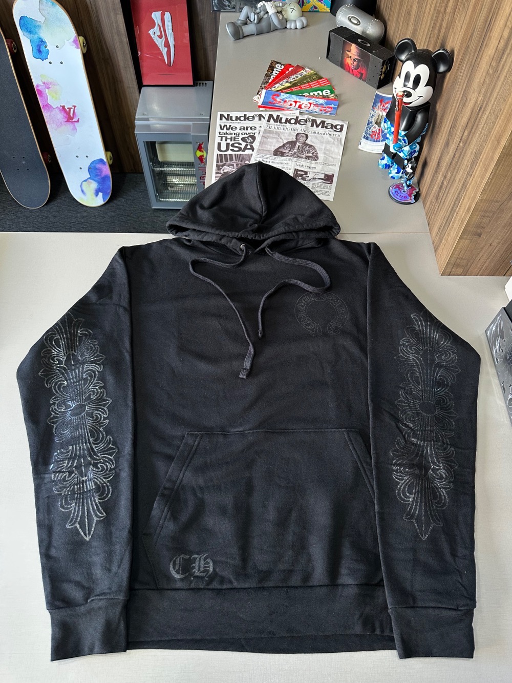Moletom Chrome Hearts Pullover Horseshoe Floral Hoodie Black — M, Novo