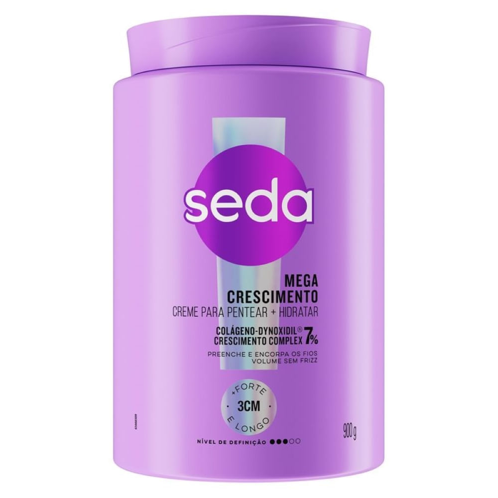 Creme para Pentear e Hidratar Seda Mega Crescimento Cabelos Encorpados e Com Volume 900g