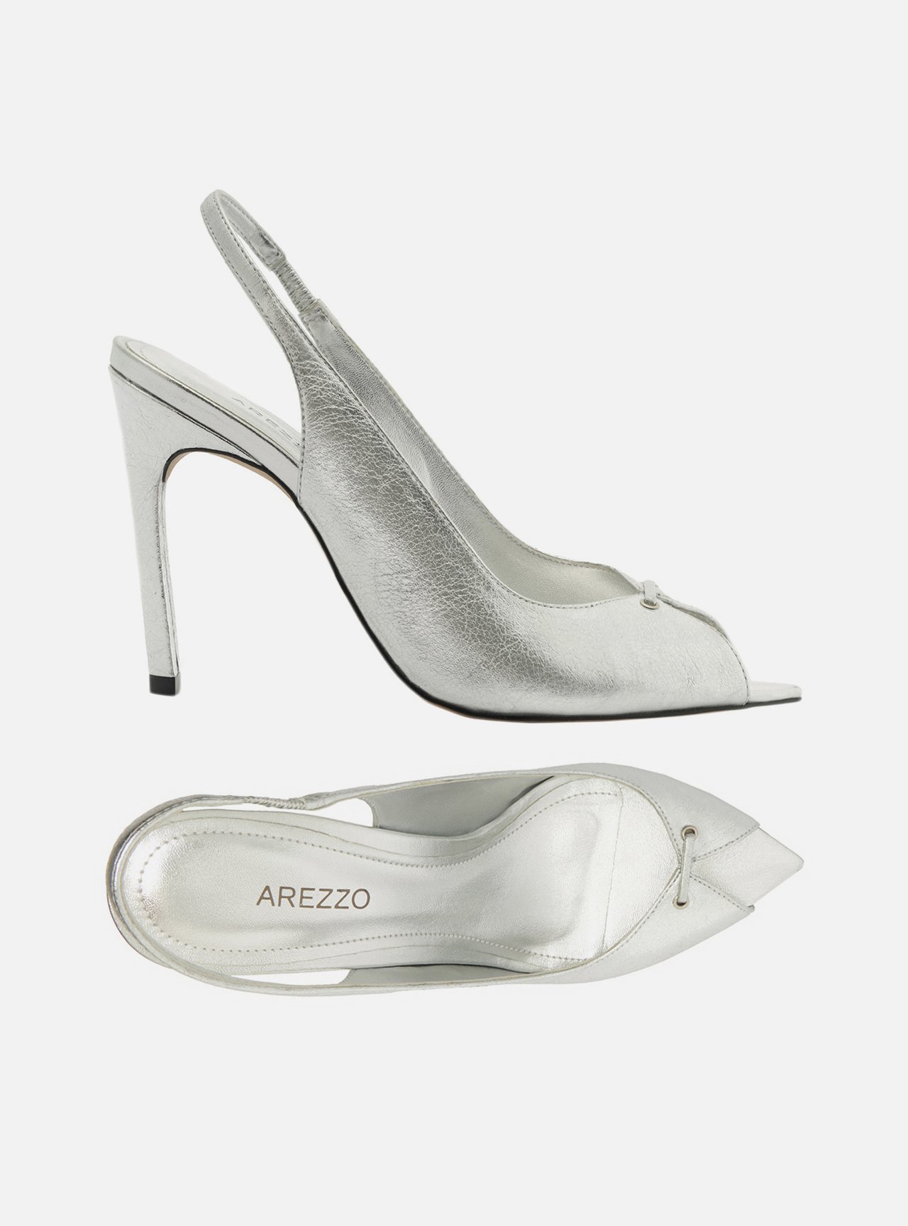 Foto 5 de Sandália Prata Salto Alto Slingback