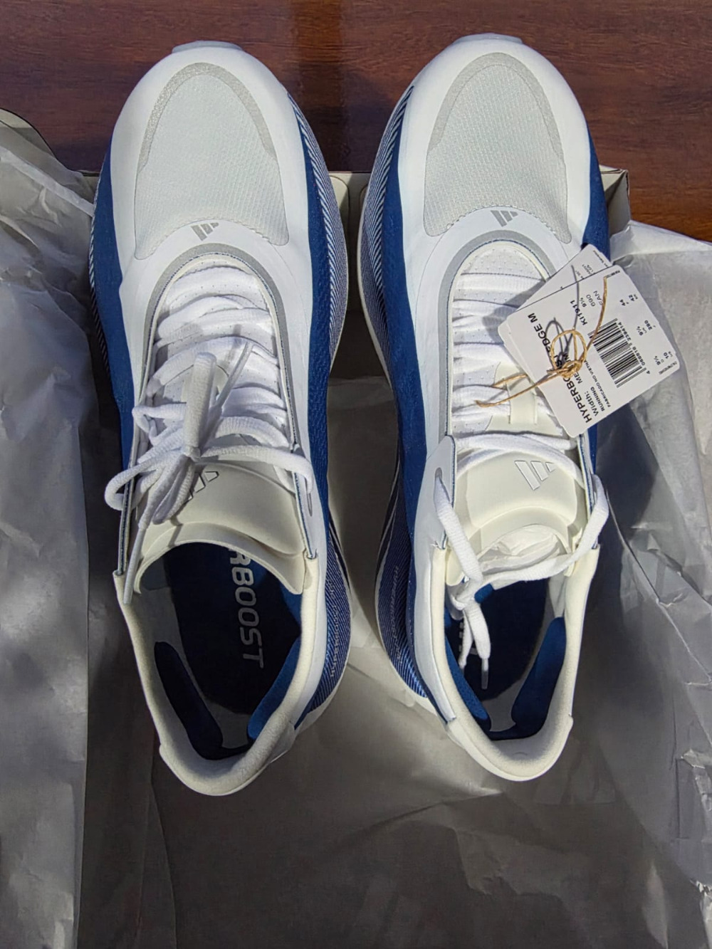 adidas Hyperboost Edge Cloud White Equipment Blue Zero Metalic — 42, Novo