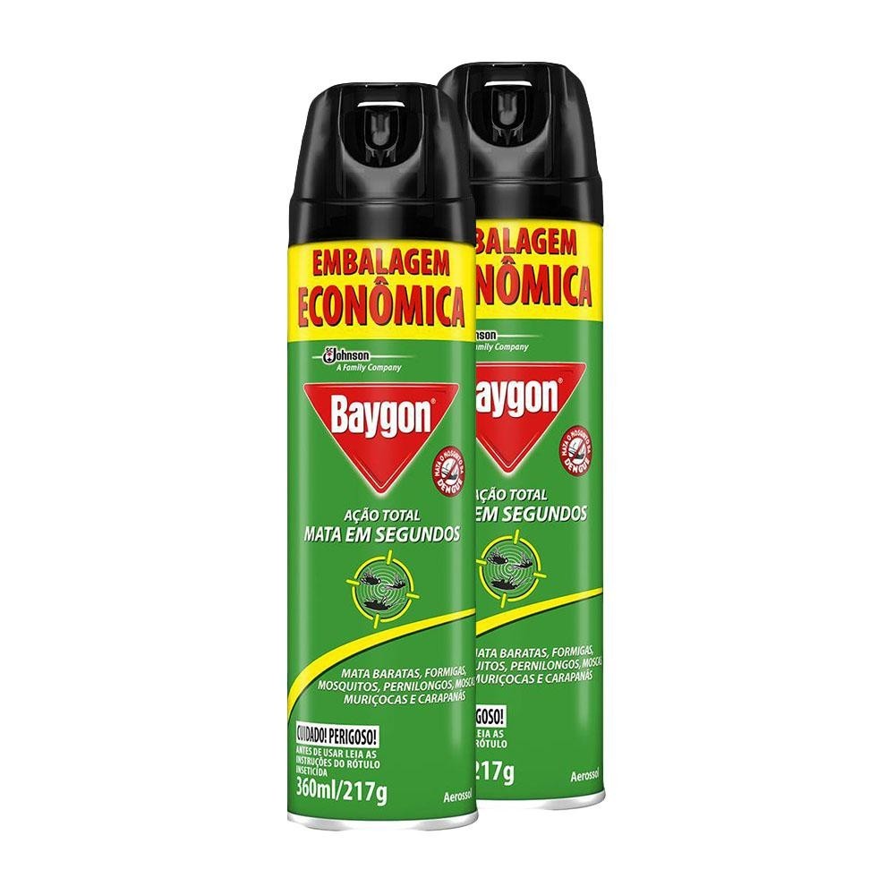 Kit 2 Inseticida Aerossol Baygon Ação Total 360ml
