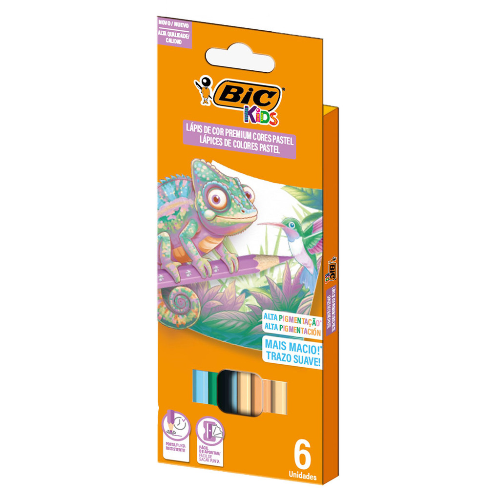Lápis de cor 6 cores Kids Sextavado Pastel Bic