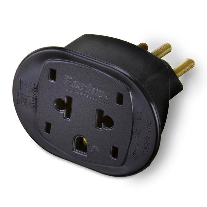 Adaptador de Tomada MD9 2P+T, Preto, NBR14136-PRETO