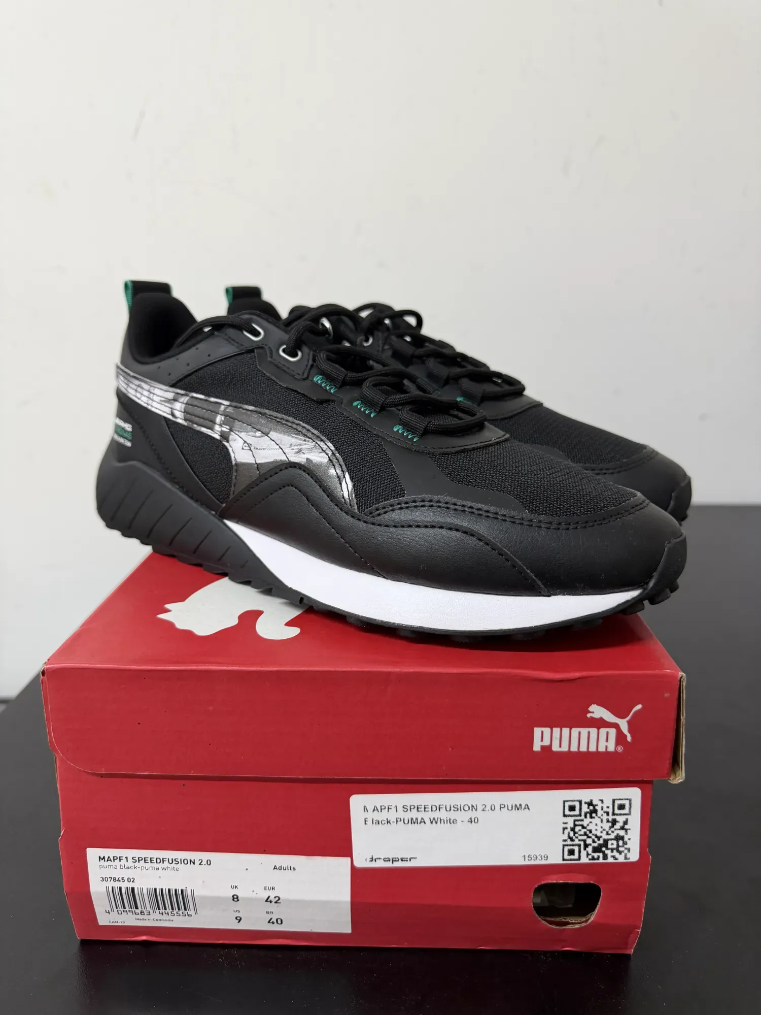 Mercedes AMG Petronas x Puma Speedfusion 2.0 Black Blue — 40 / 41 / 42 / 43 / 44, Novo