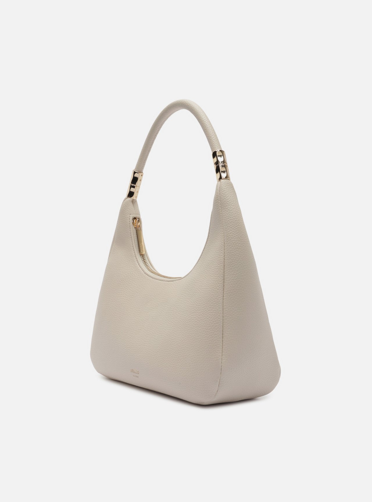 Foto 2 de Bolsa Hobo Off White Média Granulada Metais