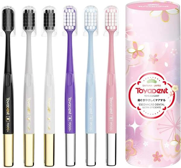 TOYADENT Escova de Dentes Ultra Macia Série Sakura, Kit com 6 Unidades