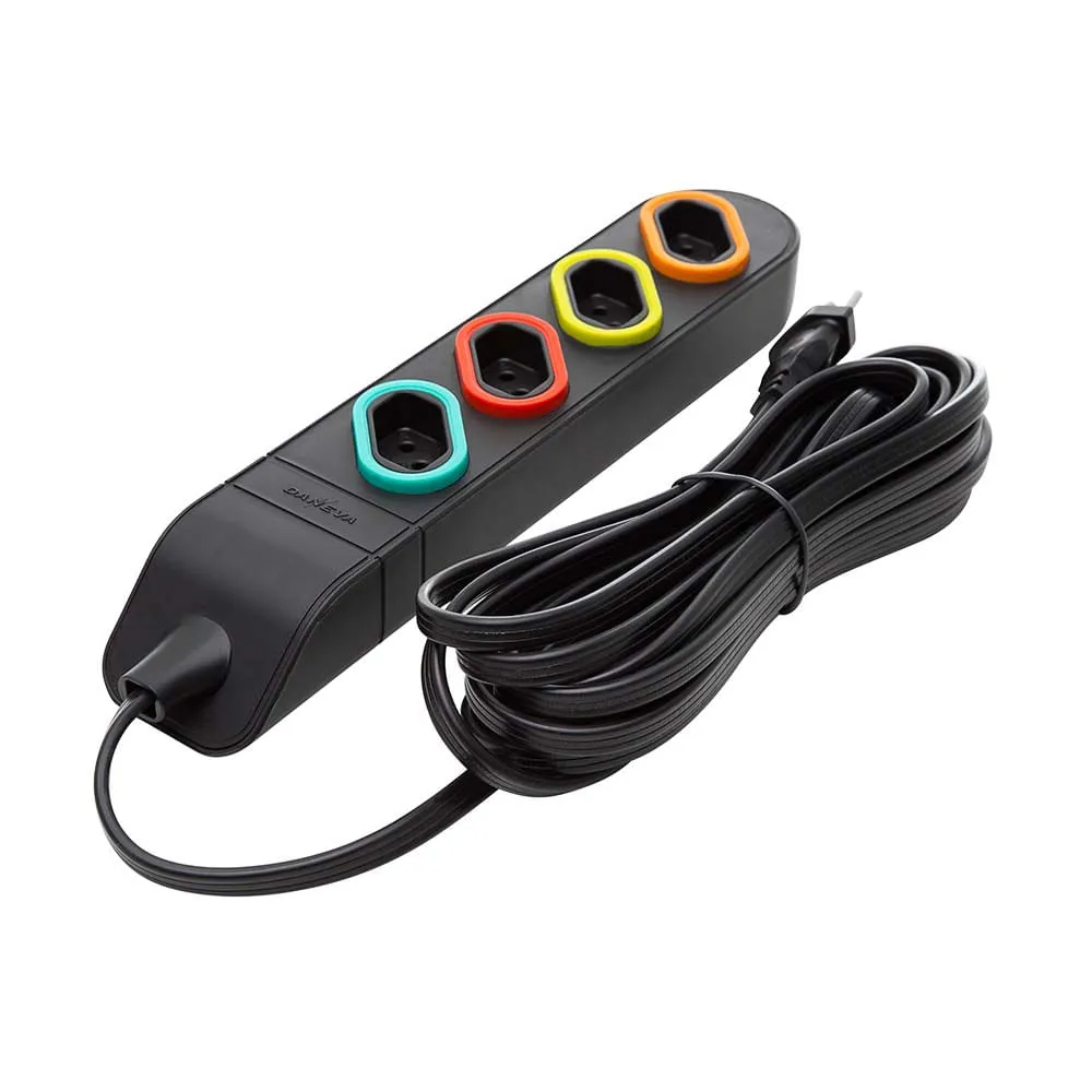 EXTENS MULTITOMADA PP 3X0,75 2P+T 10A PRETO 3M -6P DANEVA