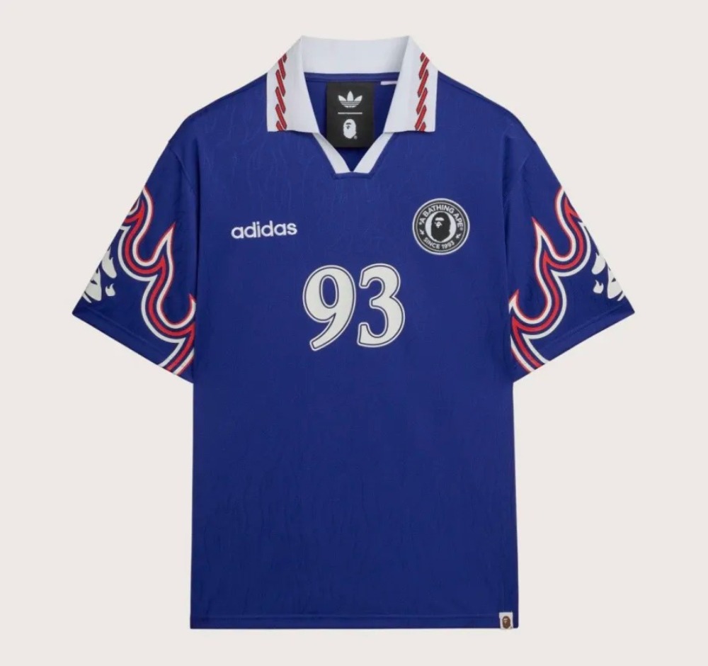 BAPE x adidas Camisa SSL Flame Japan Blue — G, Novo