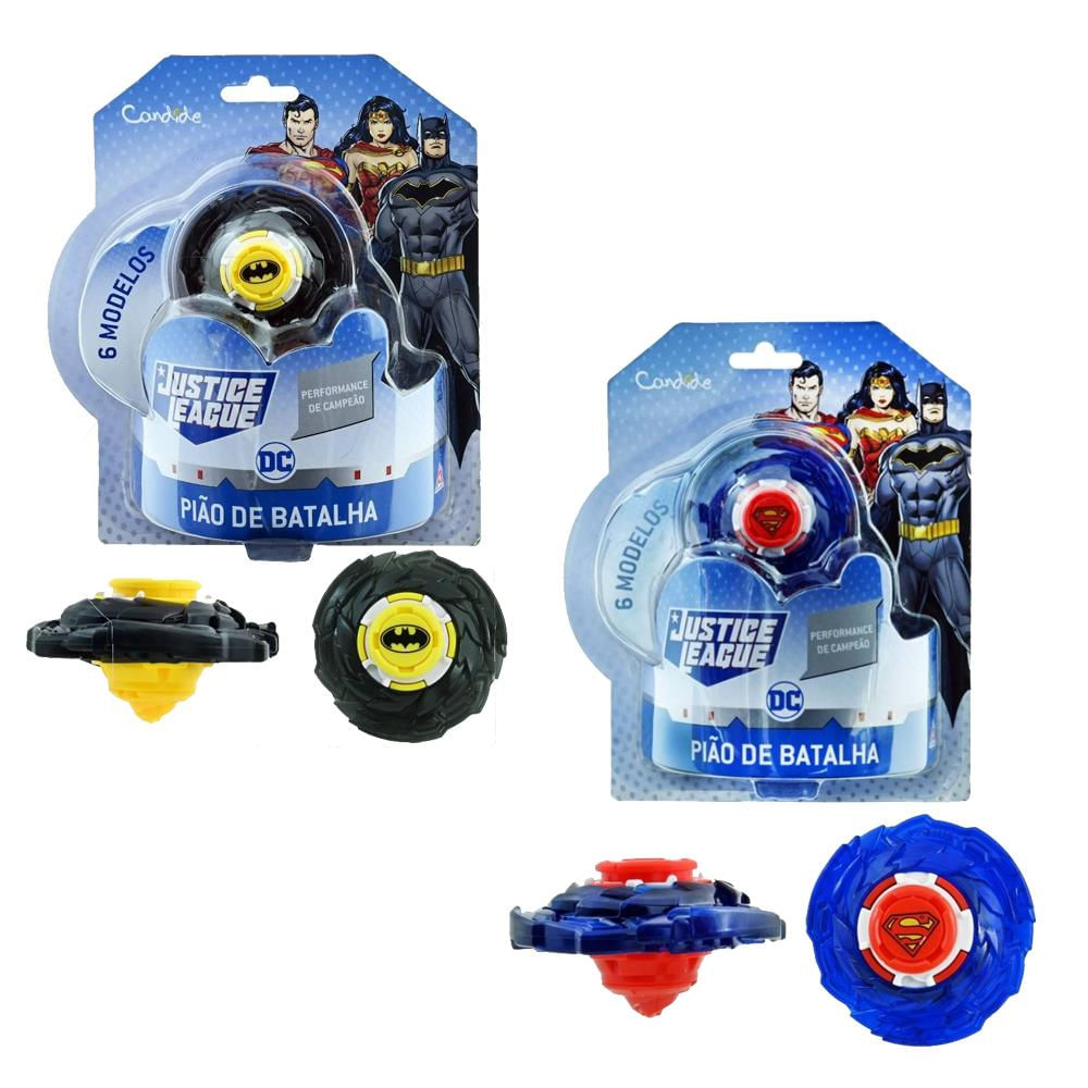 Kit 2 Piões Infinity Nado Justice League Plastic Series - Batman (9607B) + Superman (9607D)