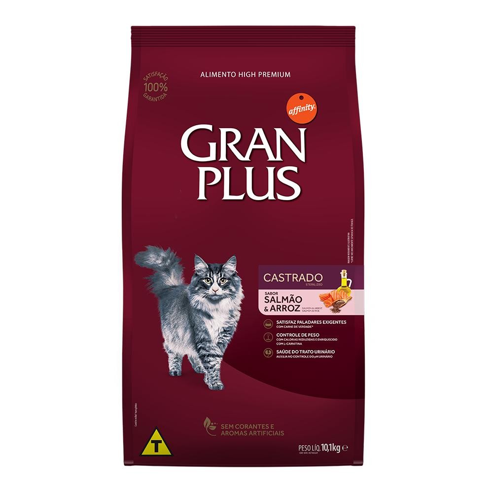 Ração Seca GranPlus Menu Salmão & Arroz para Gatos Adultos Castrados