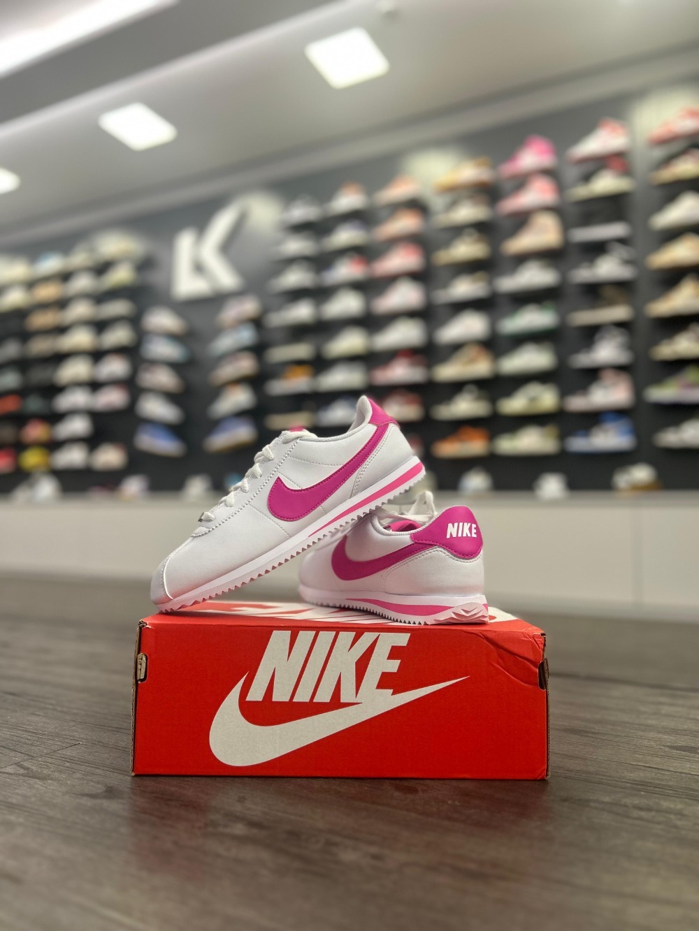 Nike Cortez GS White Laser Fuchsia — 36, Novo