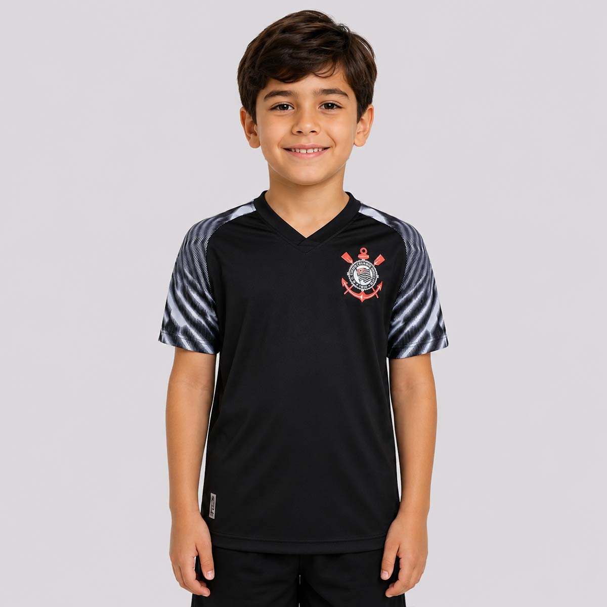 Camisa Corinthians Lines Infantil Preta