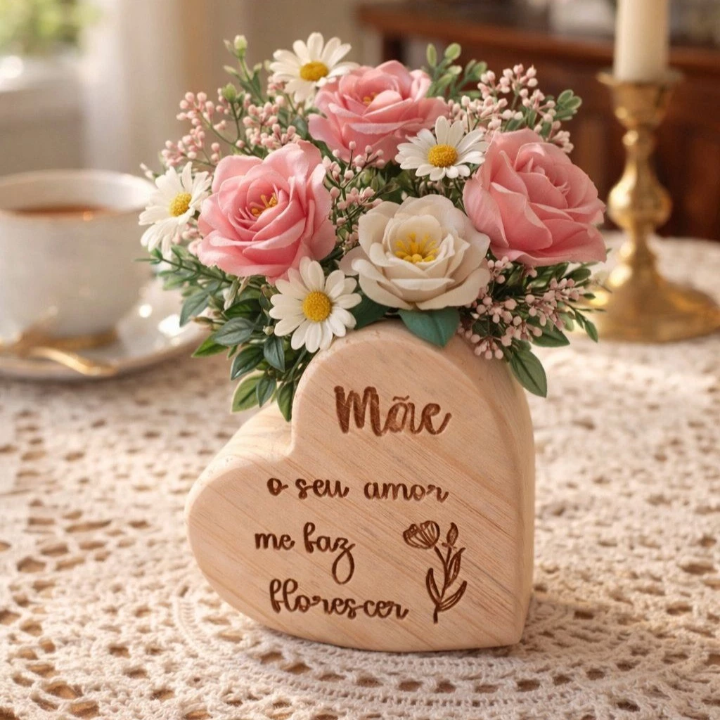 Coração Pinus Mãe Arranjo Decoração Presente Dia Mães
