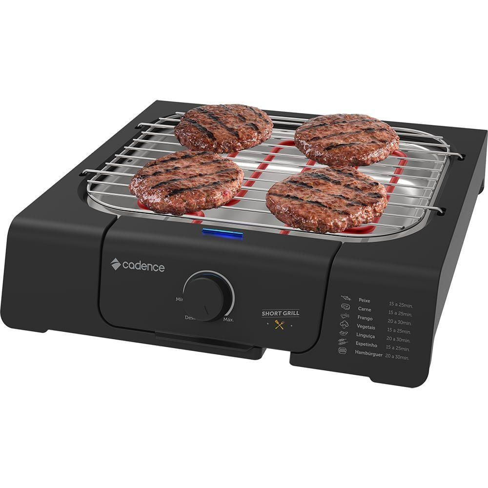 Grill Elétrico Churrasqueira Portátil Cadence Short 1200W 35x35 e 5cm 110V