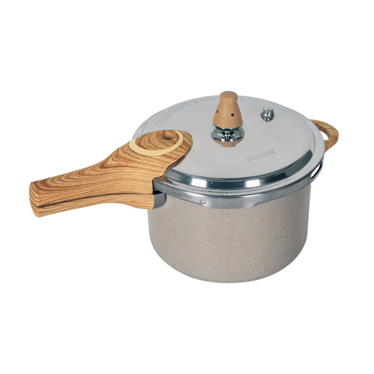 Panela de Pressão Indução Brinox Pressure Antiaderente Ceramic Life 4,2 Litros Areia Areia