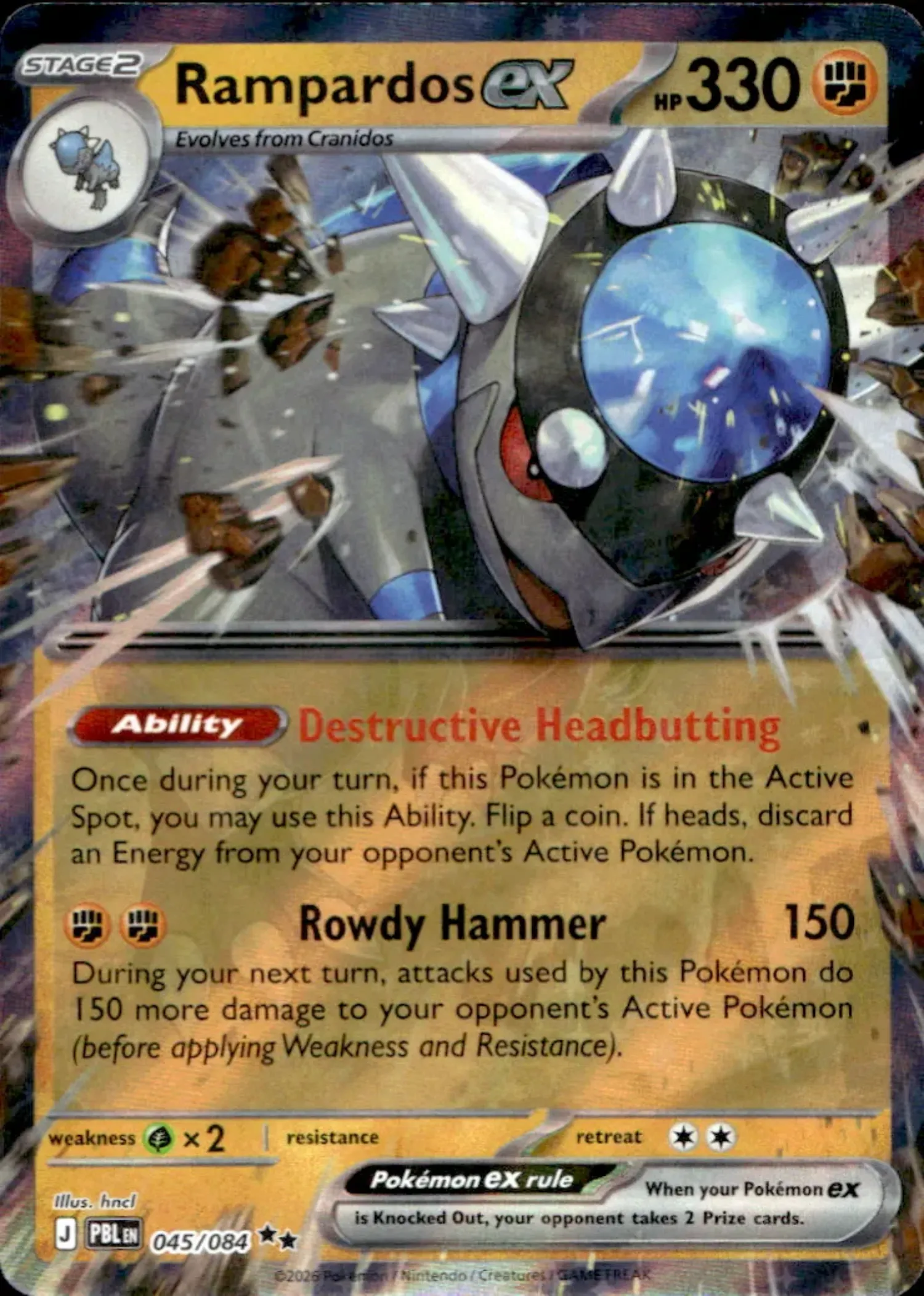 Rampardos ex (45/84) Escuridão Absoluta Pokémon TCG — Near Mint, Novo