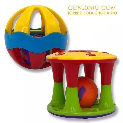 Conjunto Torre Chocalho Bebê: Diversão e Estímulo sensorial!