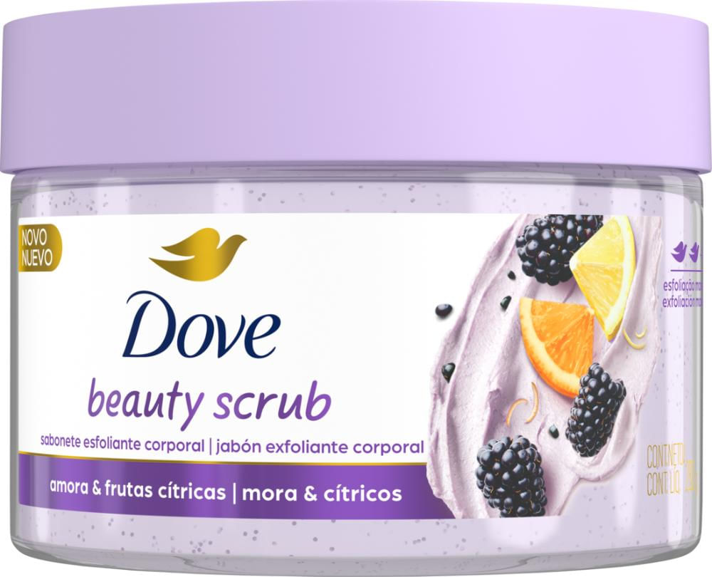 Sabonete Esfoliante Amora & Frutas Cítricas Dove Beauty Scrub Pote 280g