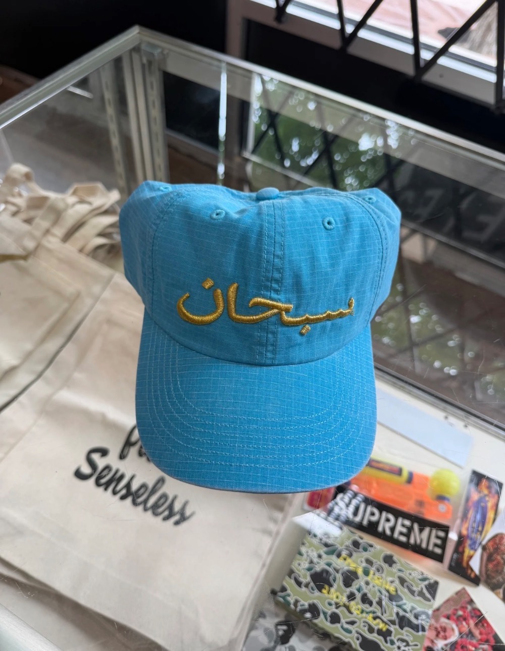 Boné Supreme Arabic Logo Ripstop 6-Panel Blue SS26-W12 — Único, Novo