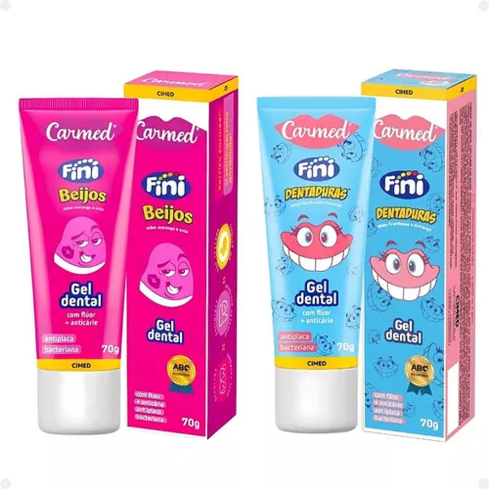 Kit Gel Dental Carmed Dentaduras e Beijos 70g Cada