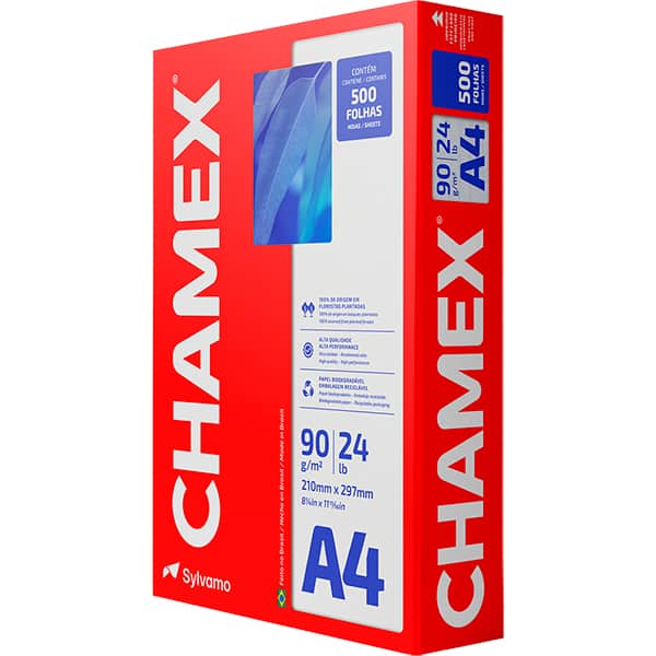 Papel Sulfite Chamex A4 90g, Maior Espessura, 210x297mm, 500 Folhas - PT 500 FL