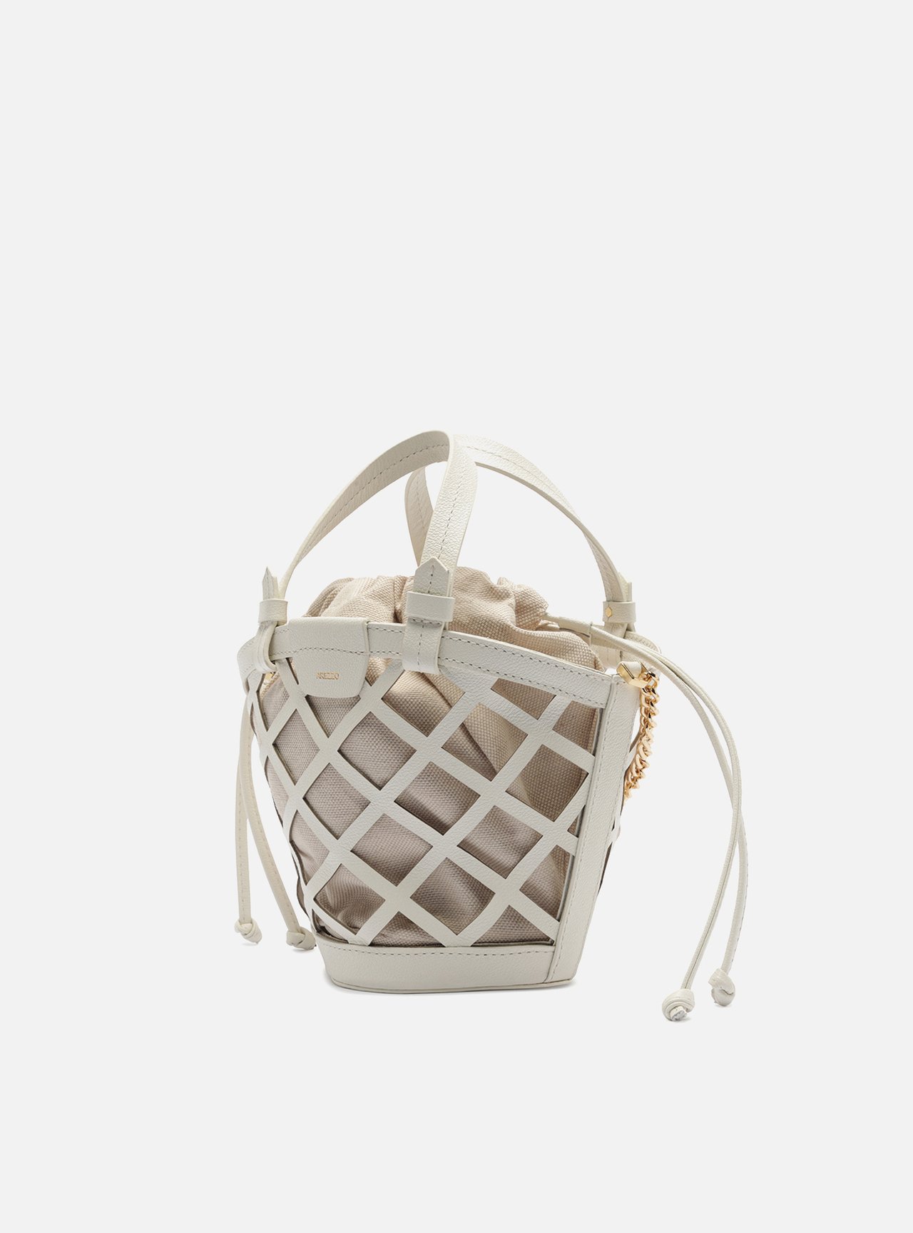 Foto 2 de Bolsa Tiracolo Branca Couro Pequena Vazada Mel