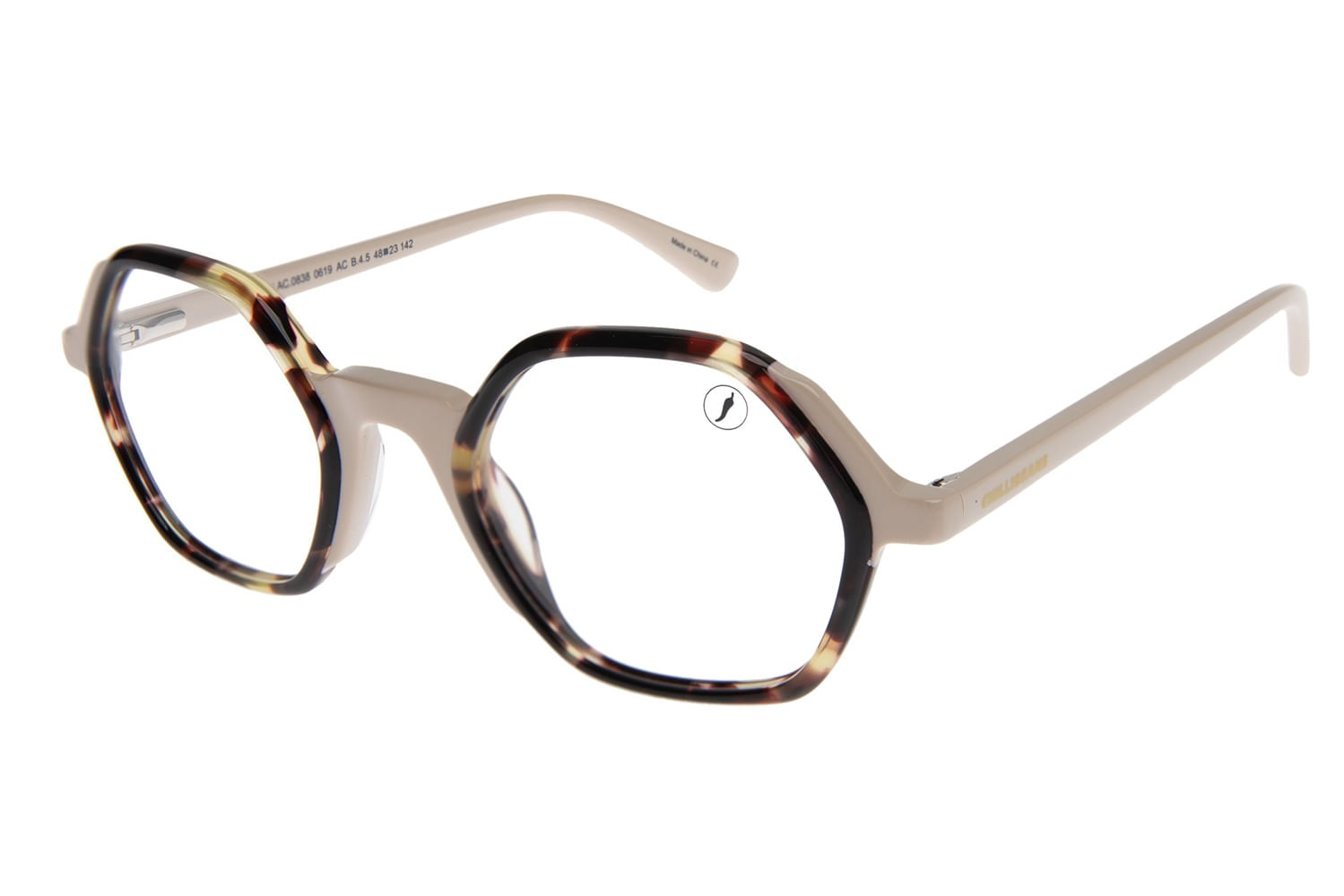 Armação Para Óculos de Grau Feminino Ótica Chilli Beans Quadrado Tartaruga Branco LV.AC.0838.0619 M