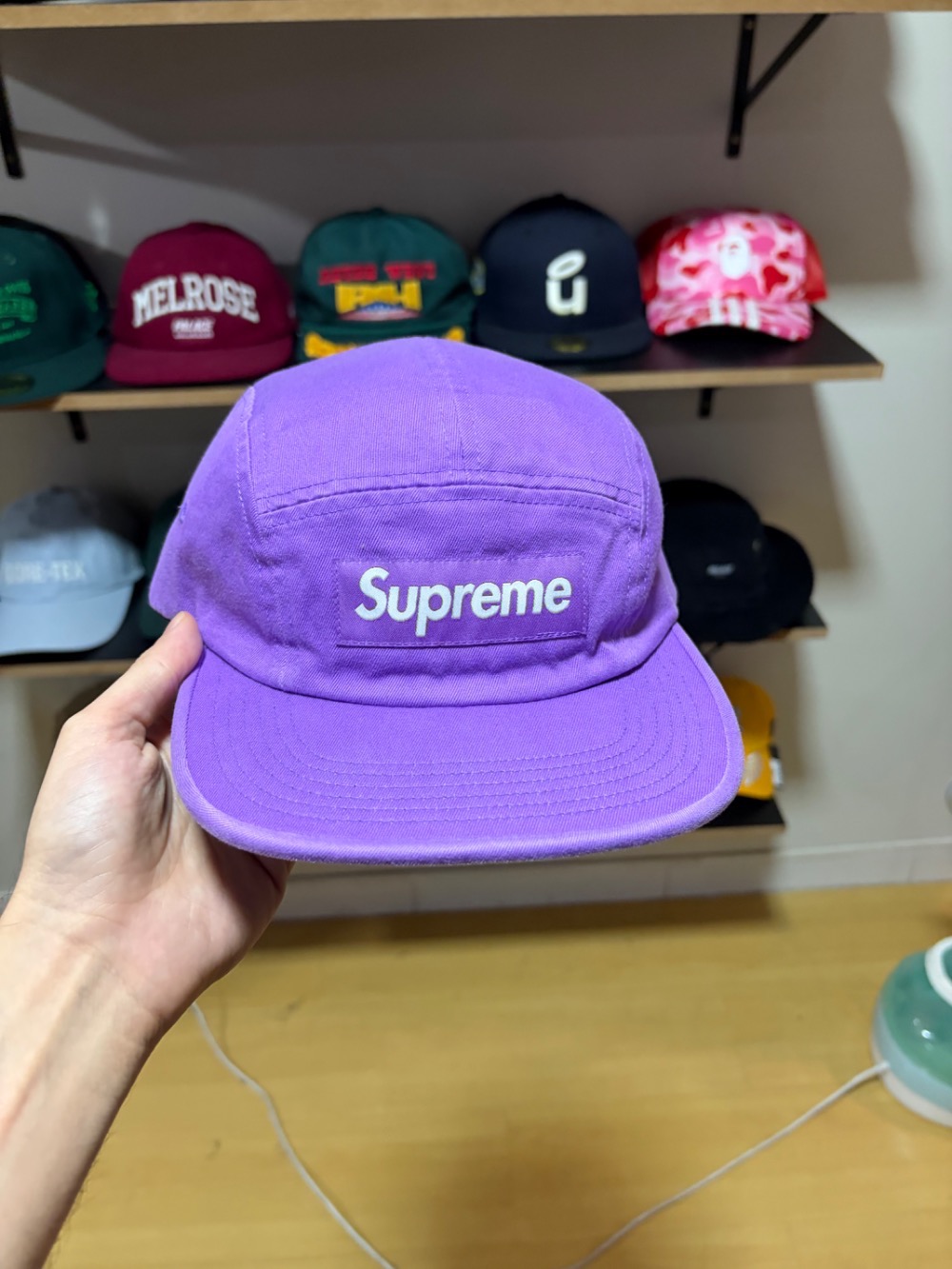 Boné Supreme Washed Chino Twill Camp Cap Light Purple SS21 — Único, Novo