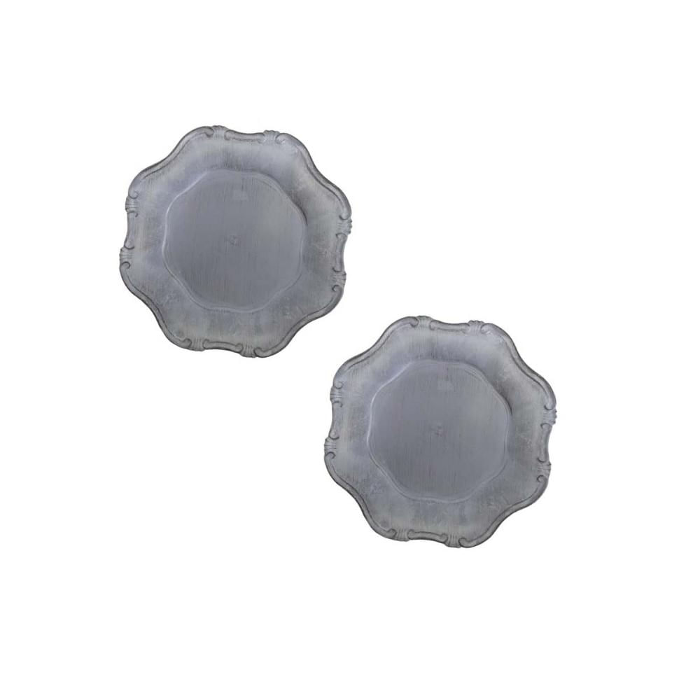 Foto 2 de Kit Sousplat Mesa Posta Cinza 33cm 2 Lugares Jantar Luxo
