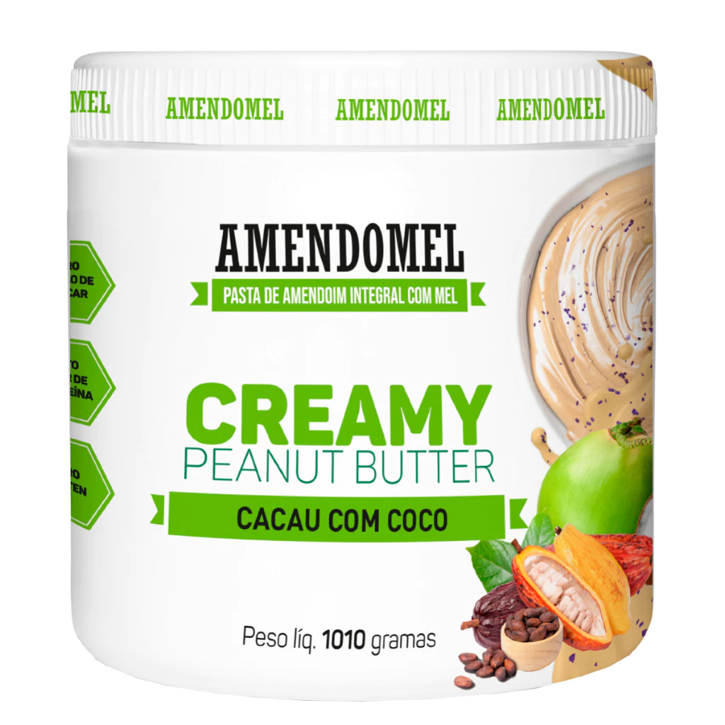Pasta De Amendoim Amendomel 1kg Cacau Com Coco