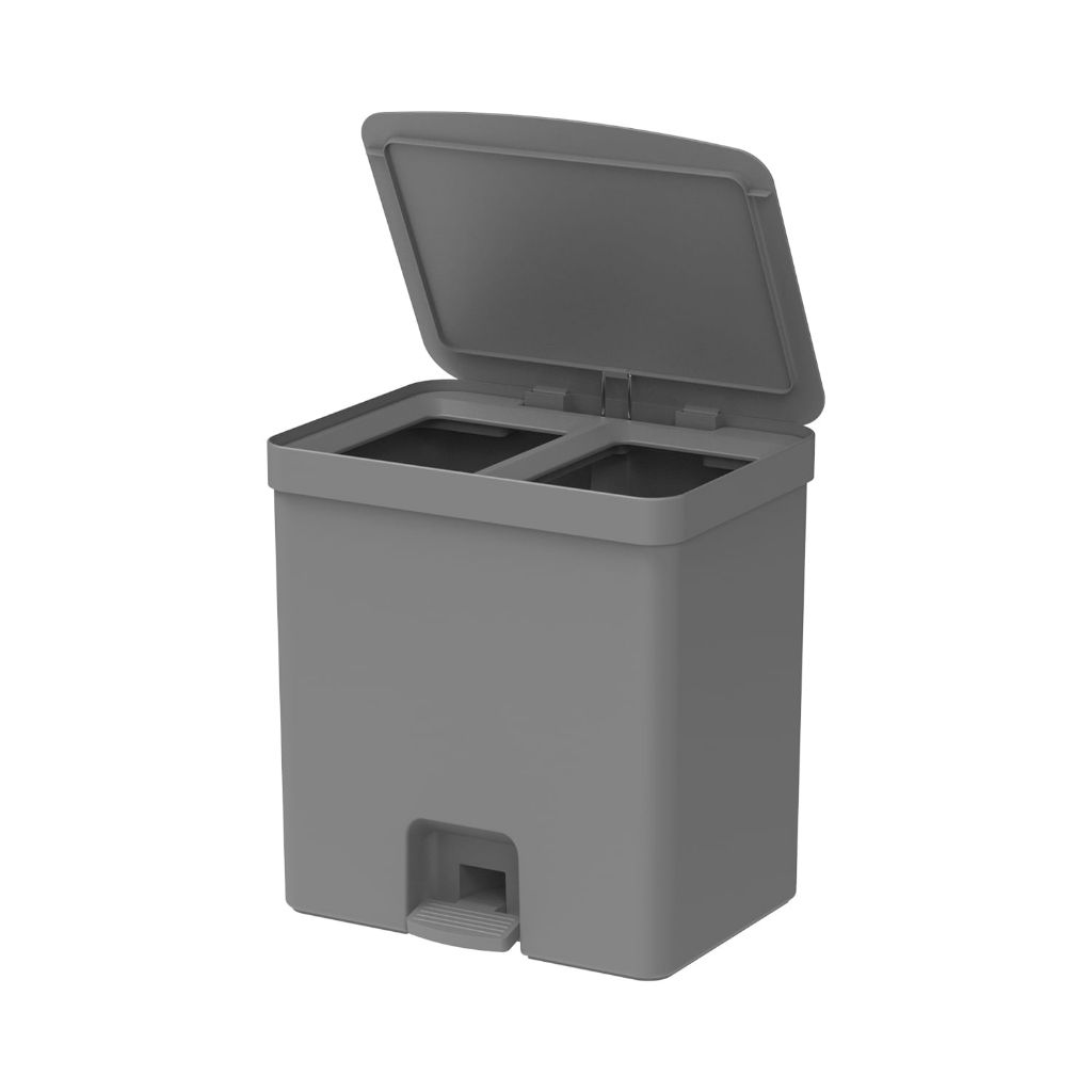 Lixeira de pedal com duplo compartimento Ou 20L Linha Trium
