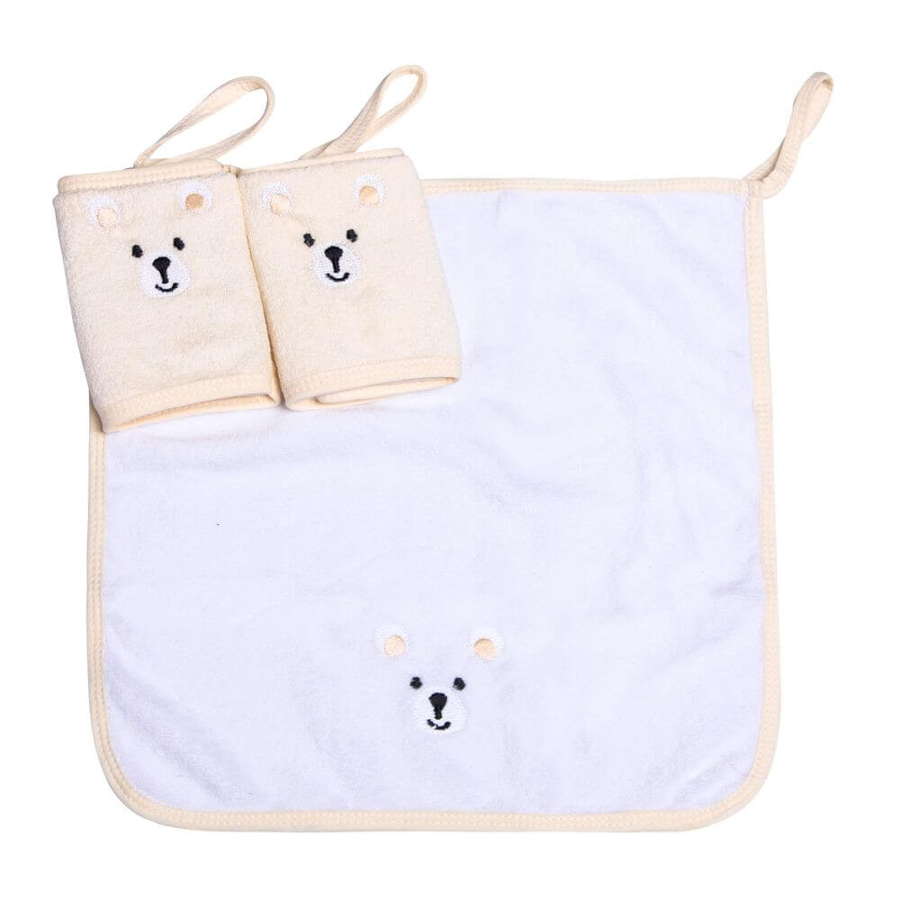 Foto 2 de Kit Pano De Boca Papi Bordados Com Prendedor Urso - 03 Peças