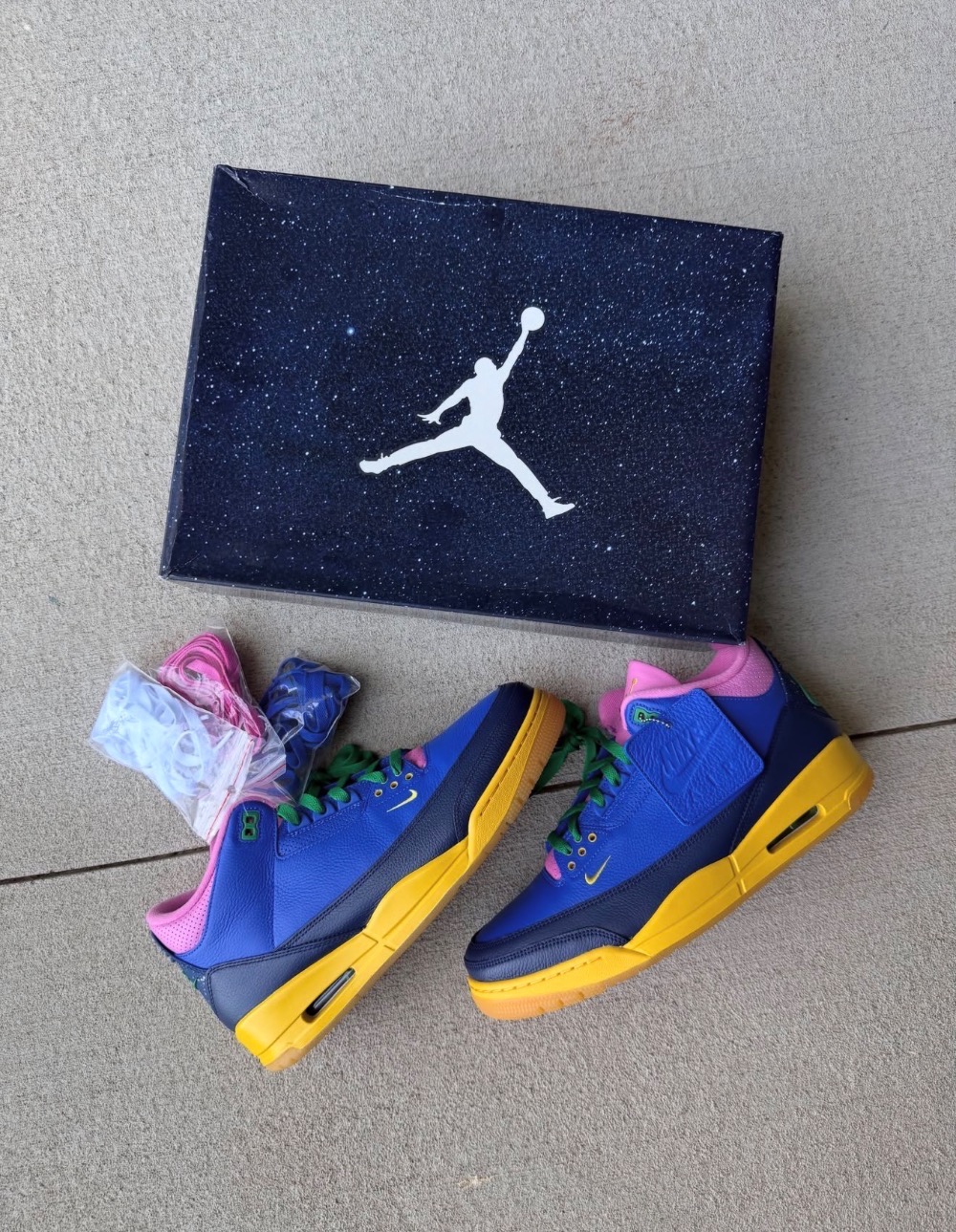 Nike Air Jordan 3 Retro OG Brazil Racer Blue Blue Void — 46, Novo