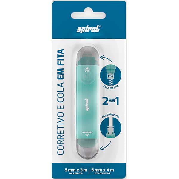 Corretivo/cola em fita 2 em 1, Verde, B863, Spiral BT 1 UN